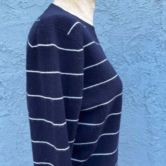 Vince Striped Wool Cashmere Crew Neck Sweater Women’s Small Navy  blue - Picture 5 of 8